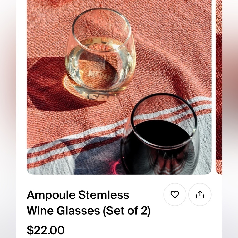 BOGO 🌸🌼 Ampoule Medley Stemless Wine glasses set of 2